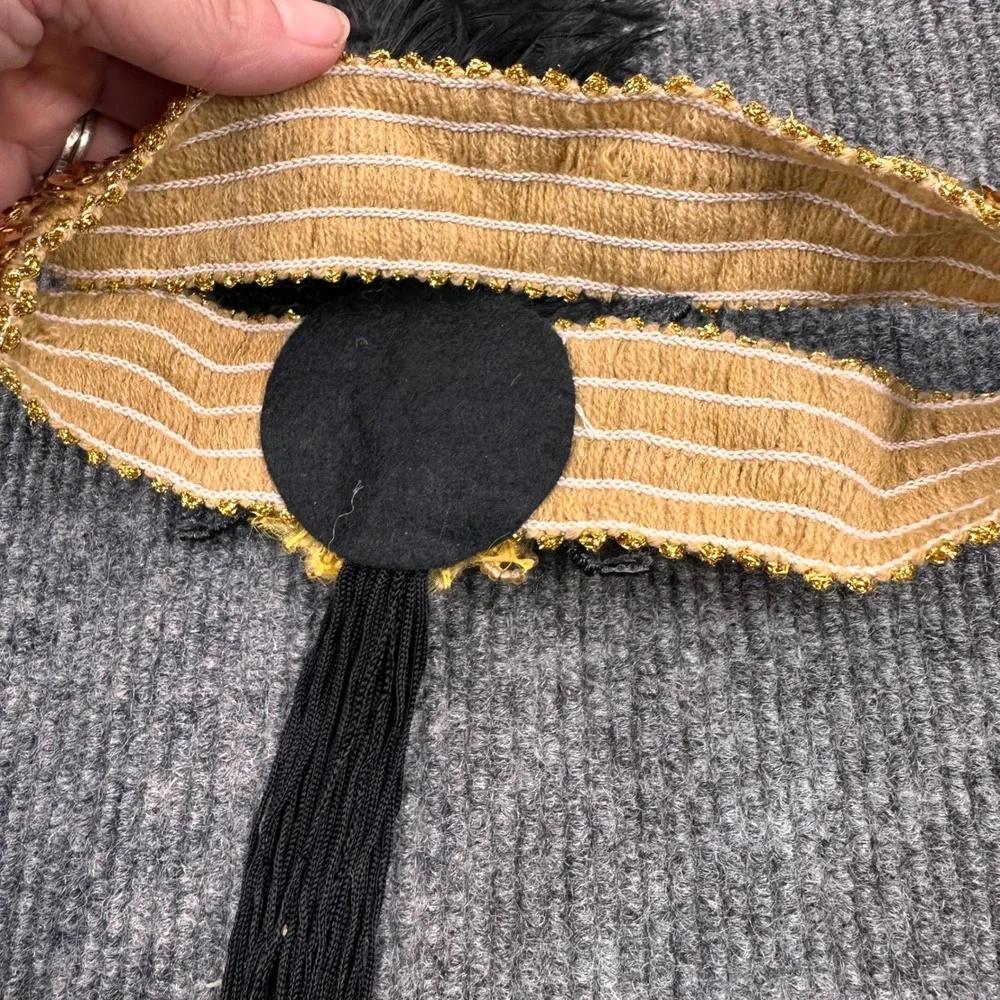 Flapper Headband Halloween Women One Size Sequin Feather Tassel Gold Black 1920s